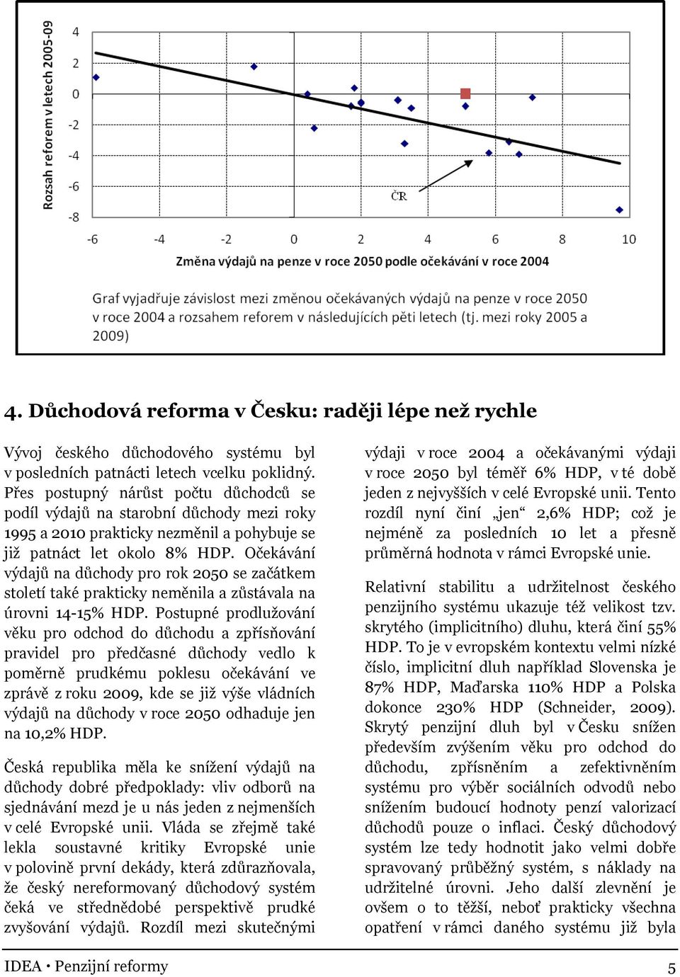 Očekávání výdajů na důchody pro rok se začátkem století také prakticky neměnila a zůstávala na úrovni 14-15% HDP.