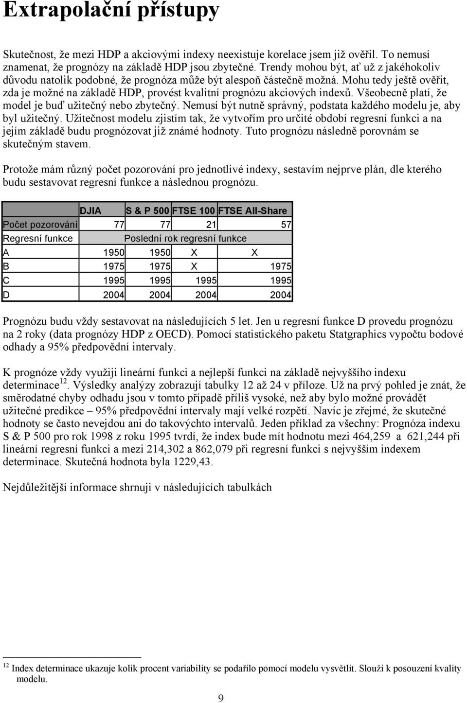 Mohu tedy ještě ověřit, zda je možné na základě HDP, provést kvalitní prognózu akciových indexů. Všeobecně platí, že model je buď užitečný nebo zbytečný.