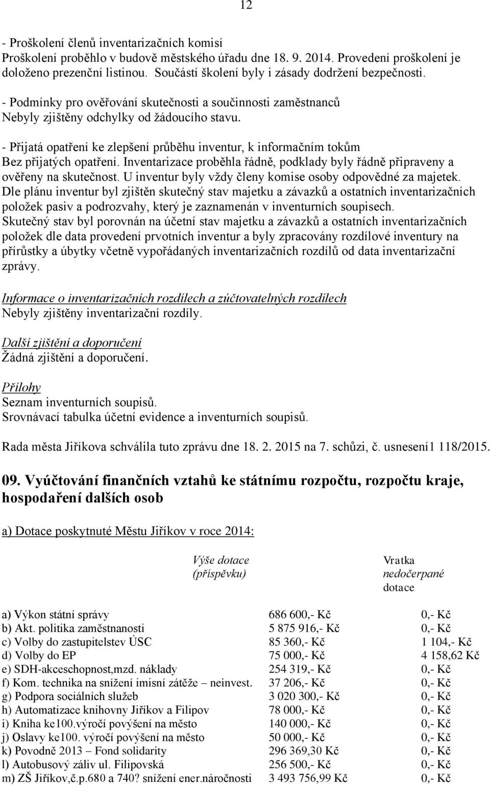 - Přijatá opatření ke zlepšení průběhu inventur, k informačním tokům Bez přijatých opatření. Inventarizace proběhla řádně, podklady byly řádně připraveny a ověřeny na skutečnost.