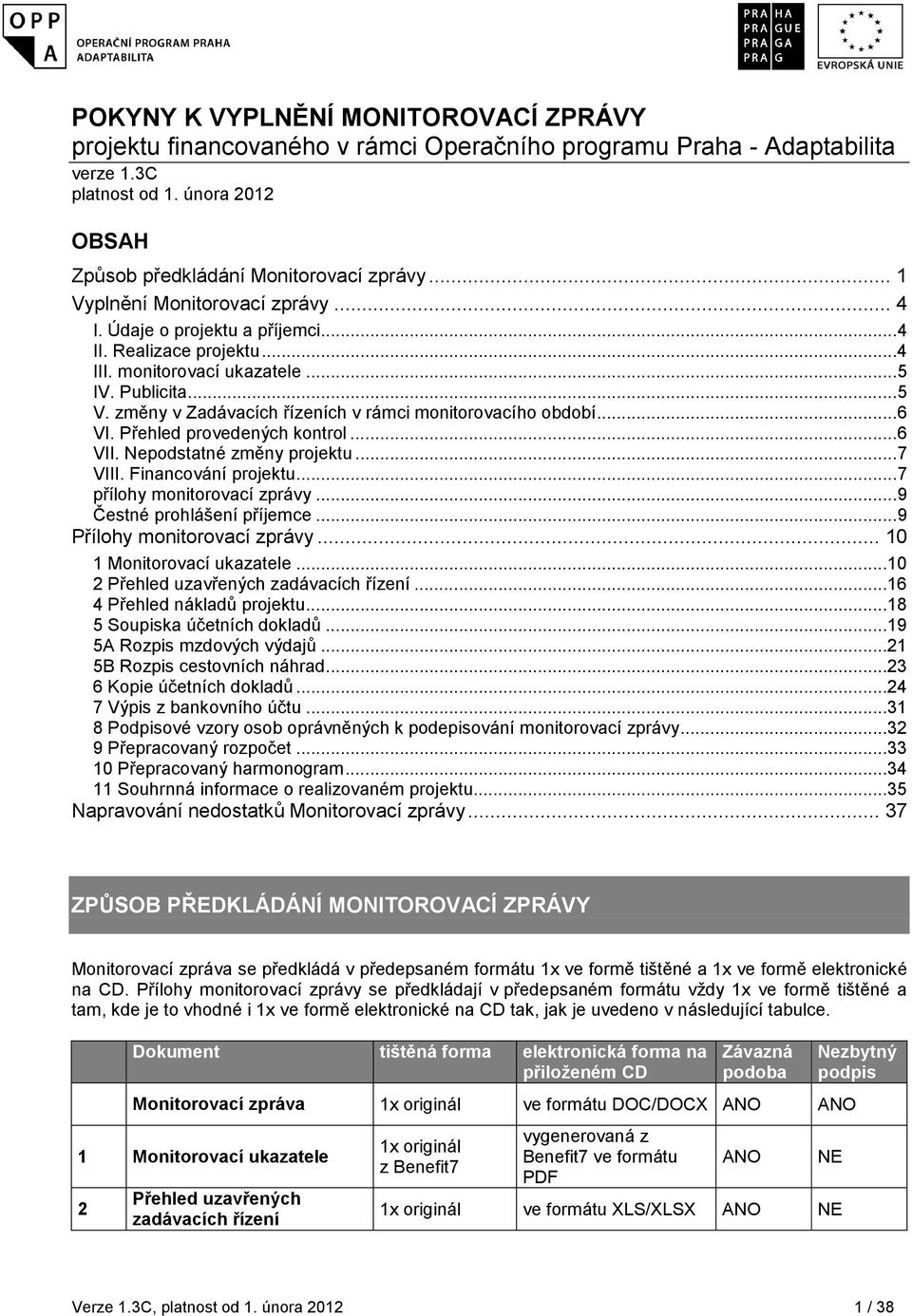 změny v Zadávacích řízeních v rámci monitorovacího období... 6 VI. Přehled provedených kontrol... 6 VII. Nepodstatné změny projektu... 7 VIII. Financování projektu... 7 přílohy monitorovací zprávy.