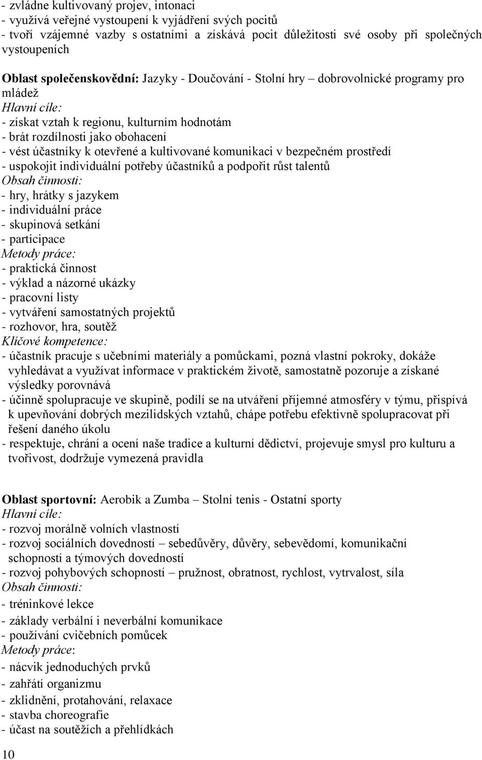 k otevřené a kultivované komunikaci v bezpečném prostředí - uspokojit individuální potřeby účastníků a podpořit růst talentů Obsah činnosti: - hry, hrátky s jazykem - individuální práce - skupinová