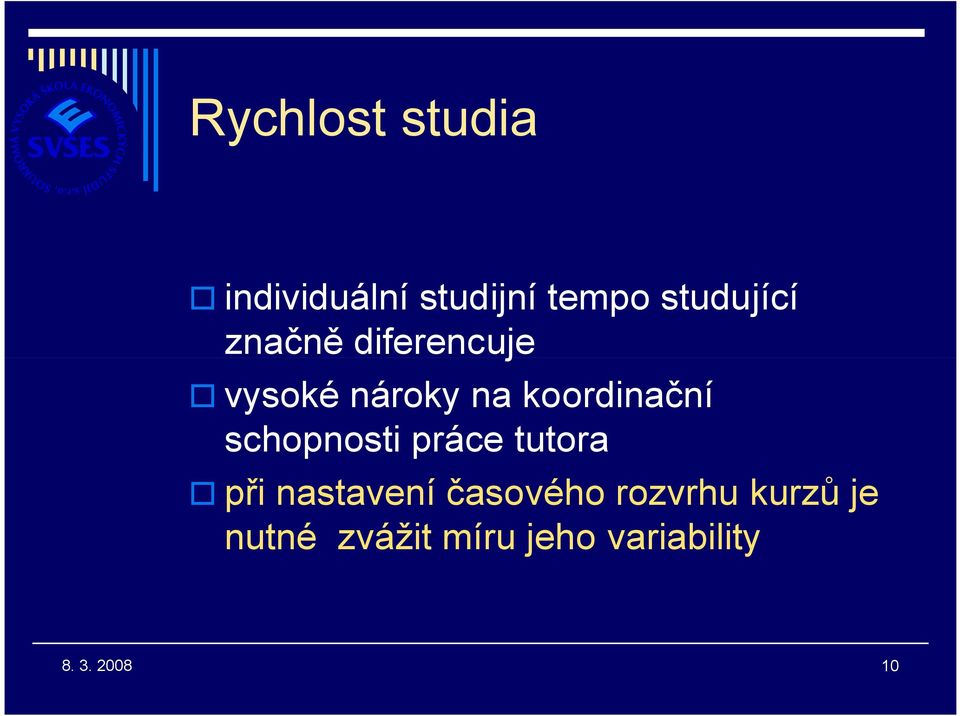 koordinační schopnosti práce tutora při nastavení