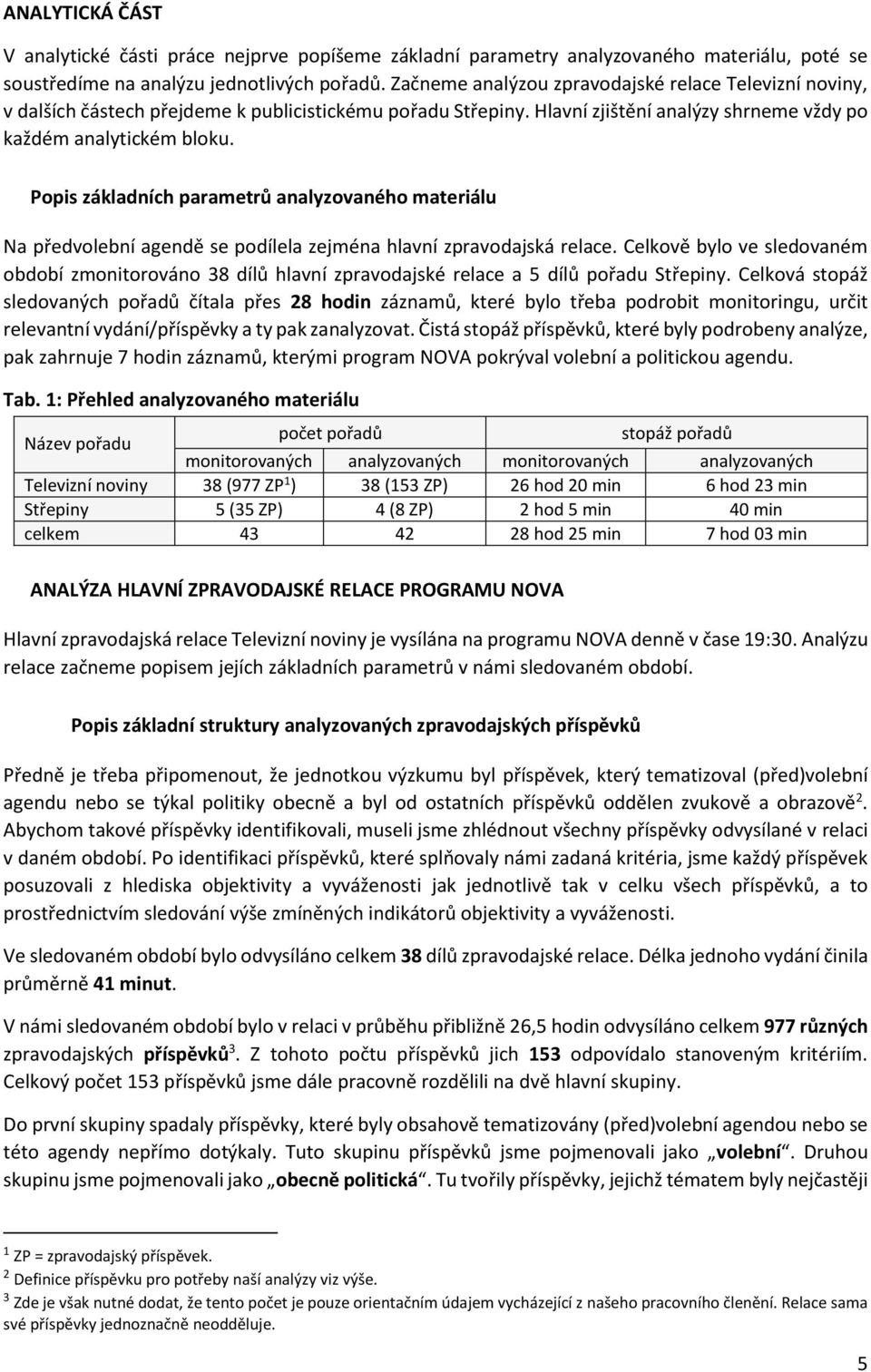 Popis základních parametrů analyzovaného materiálu Na předvolební agendě se podílela zejména hlavní zpravodajská relace.