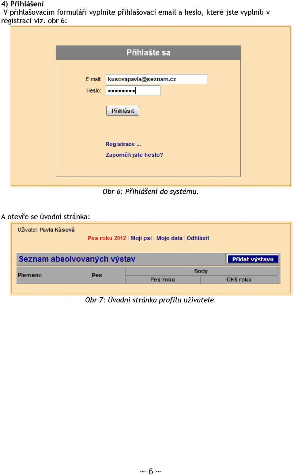 registraci viz. obr 6: Obr 6: Přihlášení do systému.