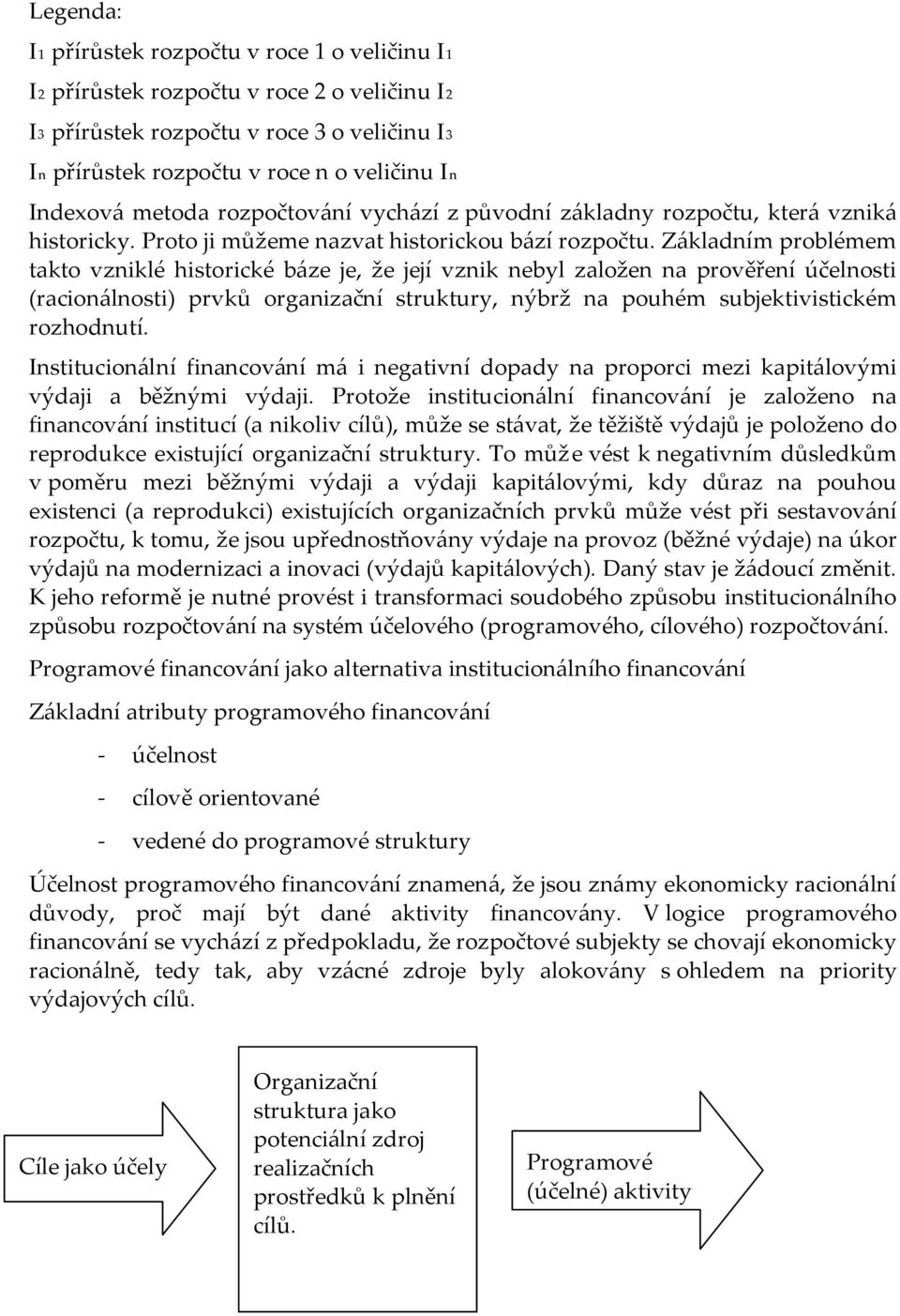 Základním problémem takto vzniklé historické báze je, že její vznik nebyl založen na prověření účelnosti (racionálnosti) prvků organizační struktury, nýbrž na pouhém subjektivistickém rozhodnutí.