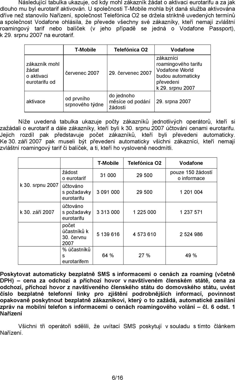 své zákazníky, kteří nemají zvláštní roamingový tarif nebo balíček (v jeho případě se jedná o Vodafone Passport), k 29. srpnu 2007 na eurotarif.