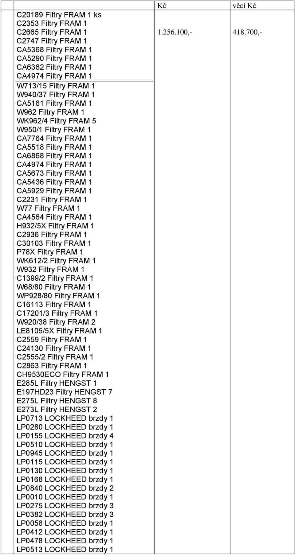 1 CA5436 Filtry FRAM 1 CA5929 Filtry FRAM 1 C2231 Filtry FRAM 1 W77 Filtry FRAM 1 CA4564 Filtry FRAM 1 H932/5X Filtry FRAM 1 C2936 Filtry FRAM 1 C30103 Filtry FRAM 1 P78X Filtry FRAM 1 WK612/2 Filtry