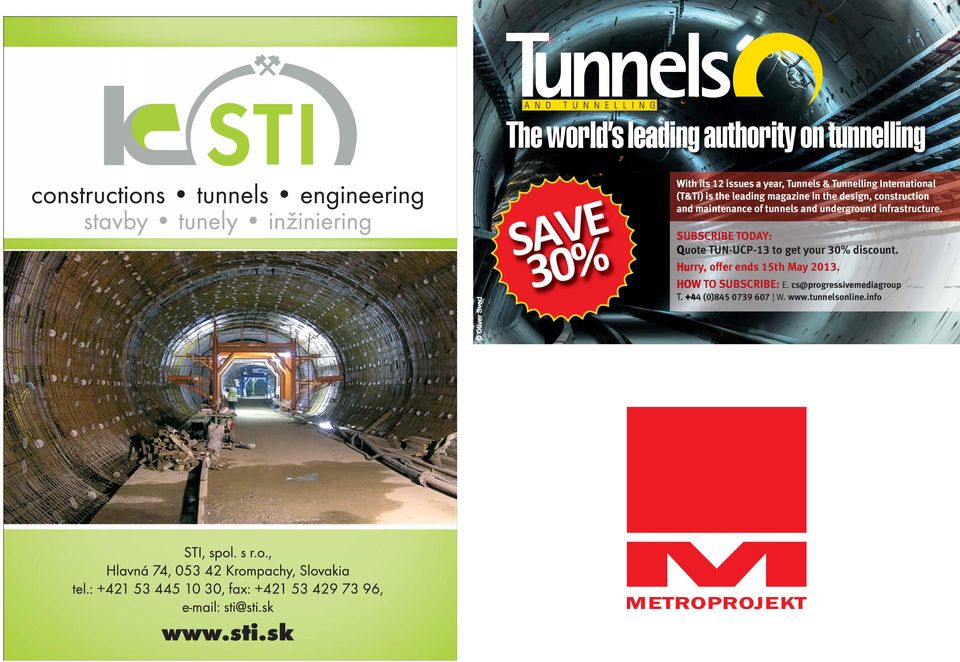 tunnels and underground infrastructure. SUBSCRIBE TODAY: Quote TUN-UCP-13 to get your 30% discount.
