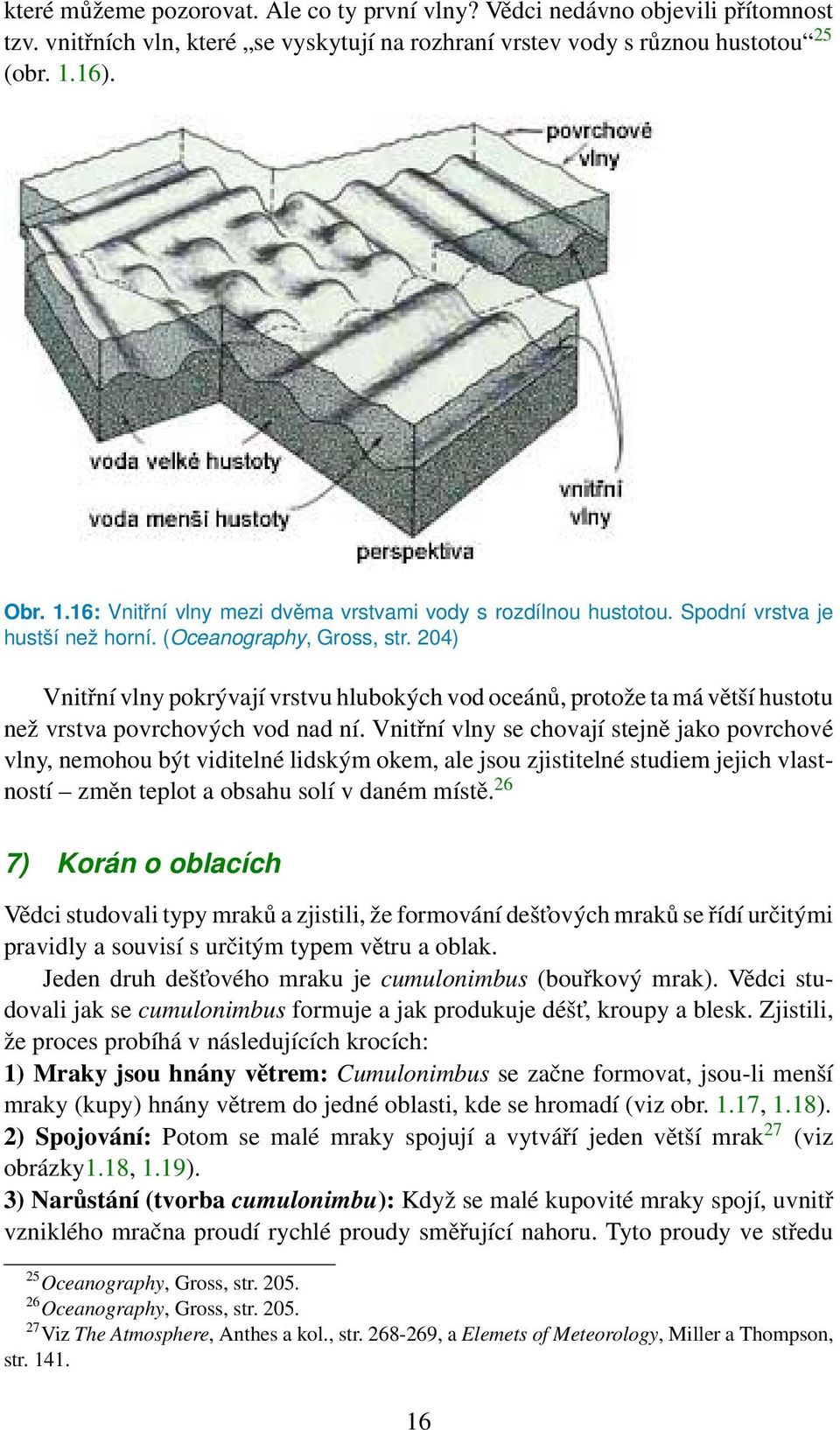 204) Vnitřní vlny pokrývají vrstvu hlubokých vod oceánů, protože ta má větší hustotu než vrstva povrchových vod nad ní.