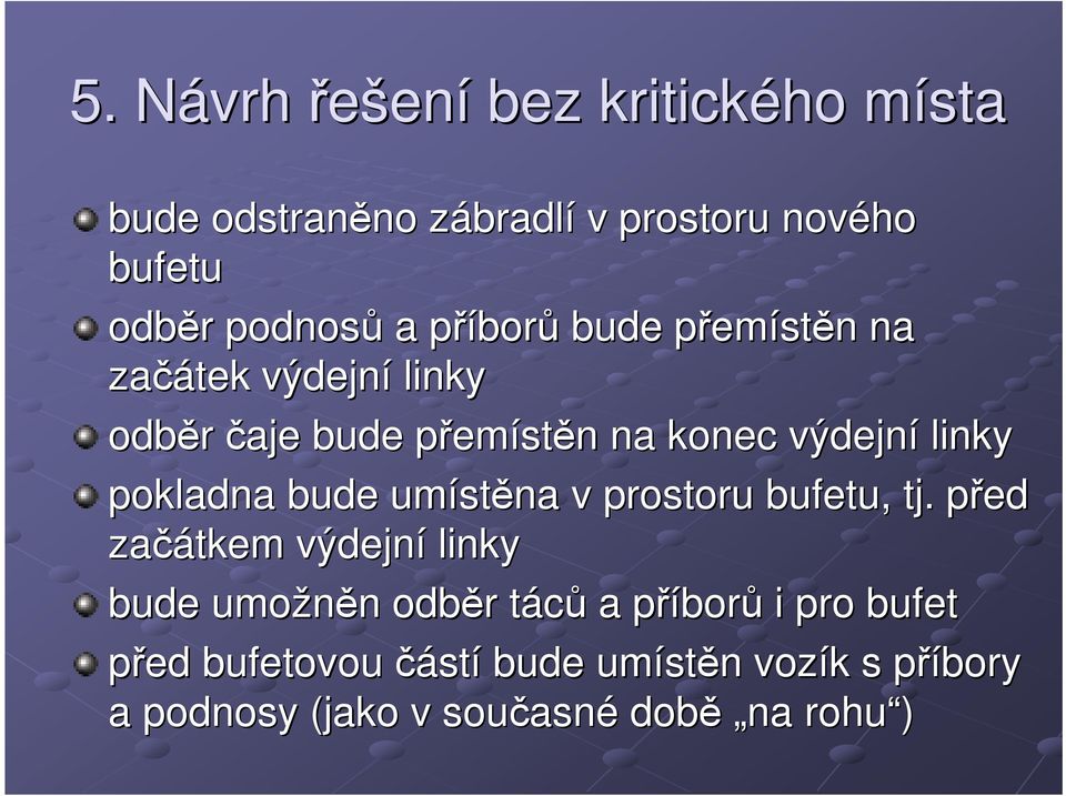 pokladna bude umíst stěna v prostoru bufetu, tj.