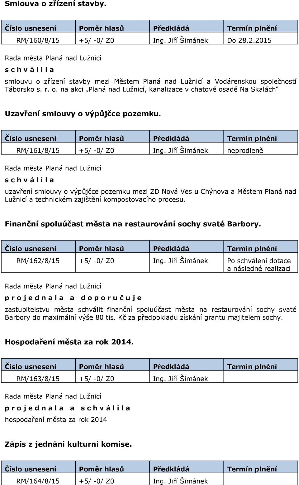 Finanční spoluúčast města na restaurování sochy svaté Barbory. RM/162/8/15 +5/ -0/ Z0 Ing.