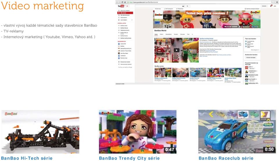 marketing ( Youtube, Vimeo, Yahoo atd.