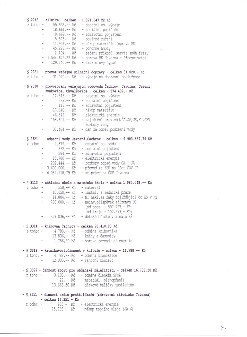 240,-- - traktorový sypač - 2221 - provoz veřejné silniční dopravy - celkem 31.020,- z toho: - 31.