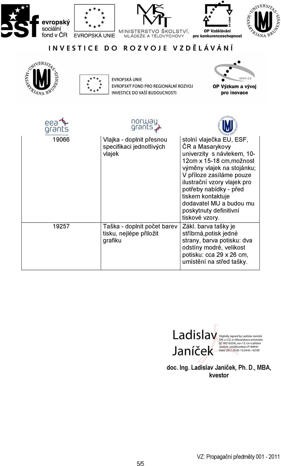 nabídky - před tiskem kontaktuje dodavatel MU a budou mu poskytnuty definitivní tiskové vzory. Zákl.