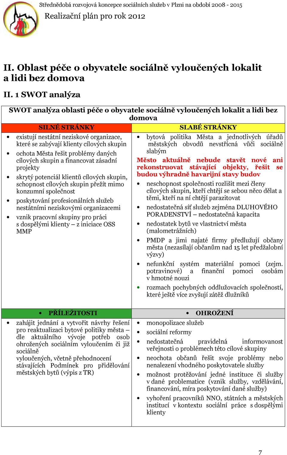 ochota Města řešit problémy daných cílových skupin a financovat zásadní projekty skrytý potenciál klientů cílových skupin, schopnost cílových skupin přežít mimo konzumní společnost poskytování