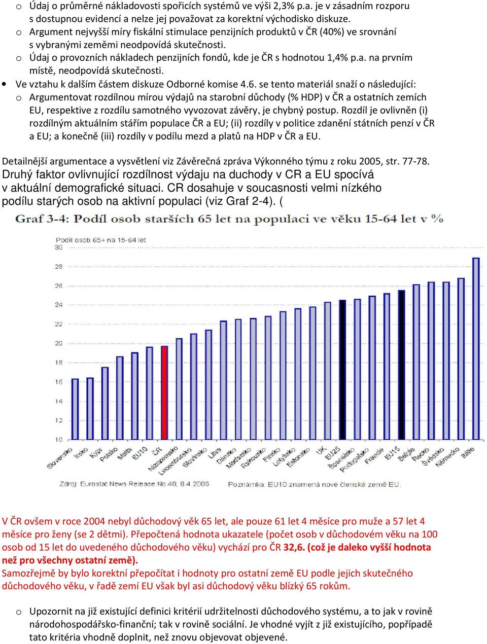 o Údaj o provozních nákladech penzijních fondů, kde je ČR s hodnotou 1,4% p.a. na prvním místě, neodpovídá skutečnosti. Ve vztahu k dalším částem diskuze Odborné komise 4.6.