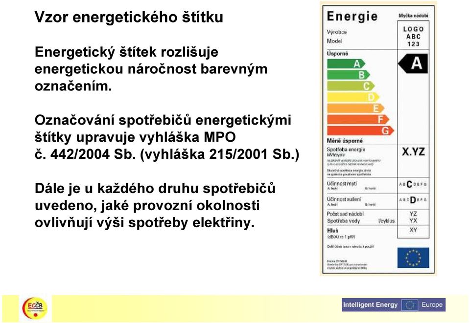 Označování spotřebičů energetickými štítky upravuje vyhláška MPO č.