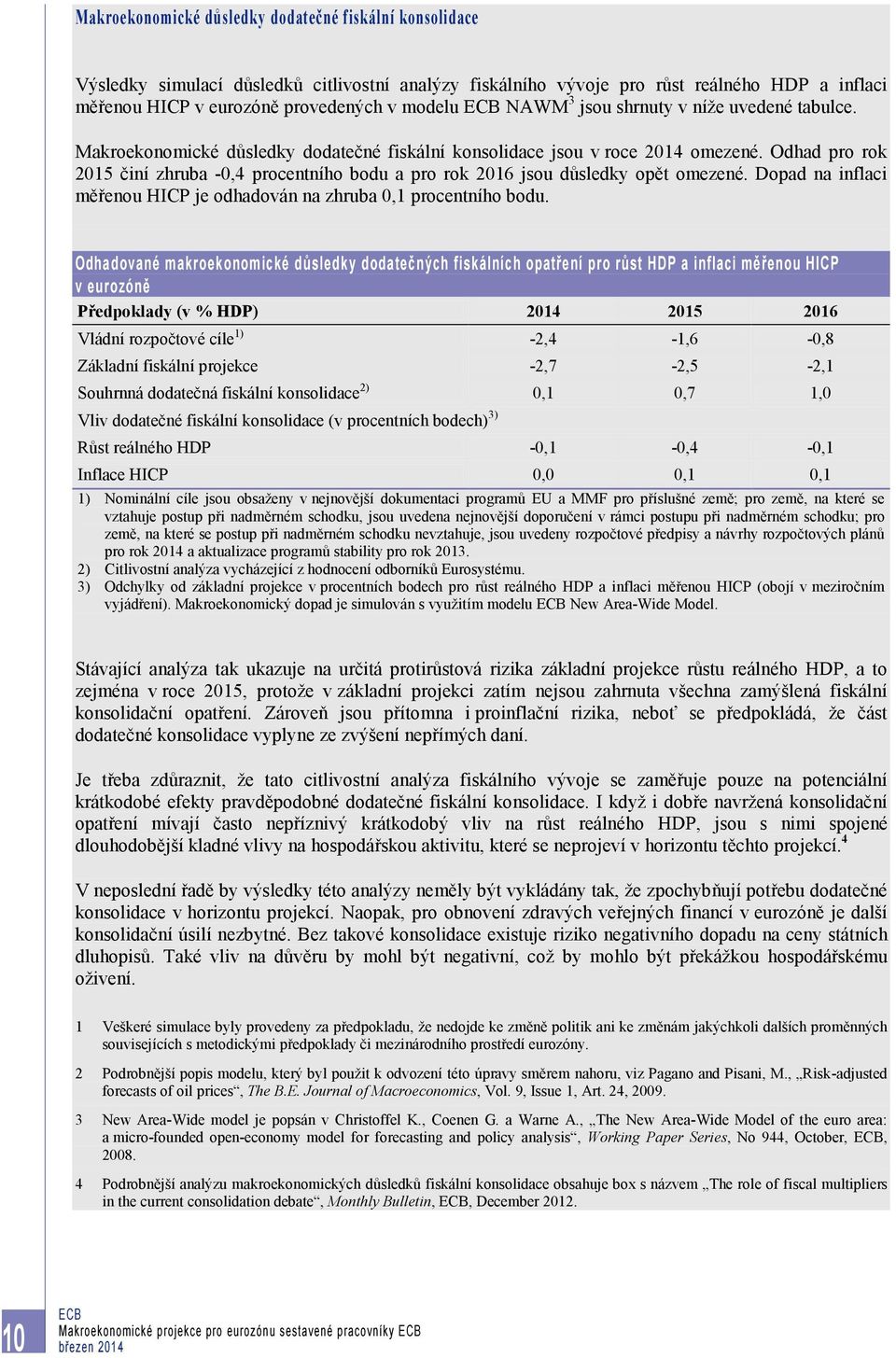 Odhad pro rok 2015 činí zhruba -0,4 procentního bodu a pro rok 2016 jsou důsledky opět omezené. Dopad na inflaci měřenou HICP je odhadován na zhruba 0,1 procentního bodu.