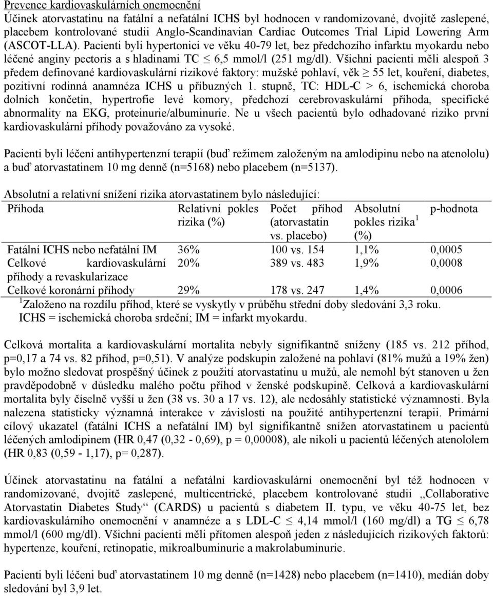 Všichni pacienti měli alespoň 3 předem definované kardiovaskulární rizikové faktory: mužské pohlaví, věk 55 let, kouření, diabetes, pozitivní rodinná anamnéza ICHS u příbuzných 1.