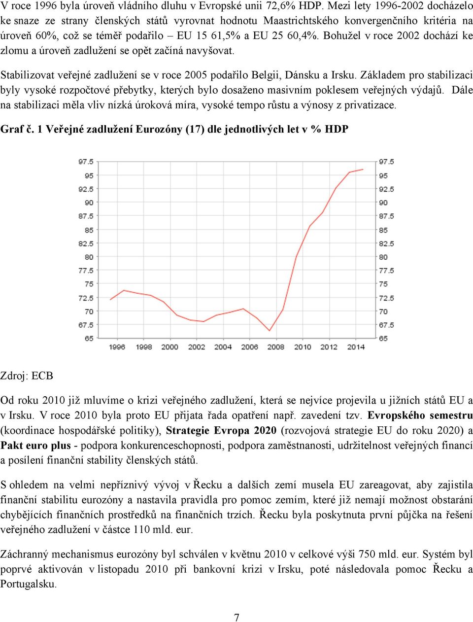 Bohužel v roce 2002 dochází ke zlomu a úroveň zadlužení se opět začíná navyšovat. Stabilizovat veřejné zadlužení se v roce 2005 podařilo Belgii, Dánsku a Irsku.