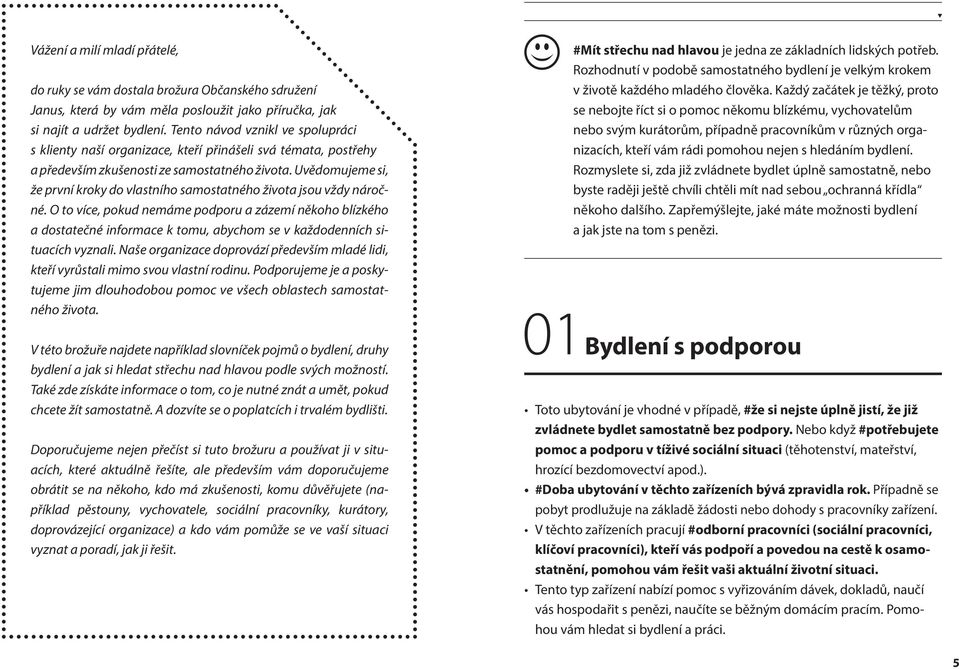 Uvědomujeme si, že první kroky do vlastního samostatného života jsou vždy náročné.
