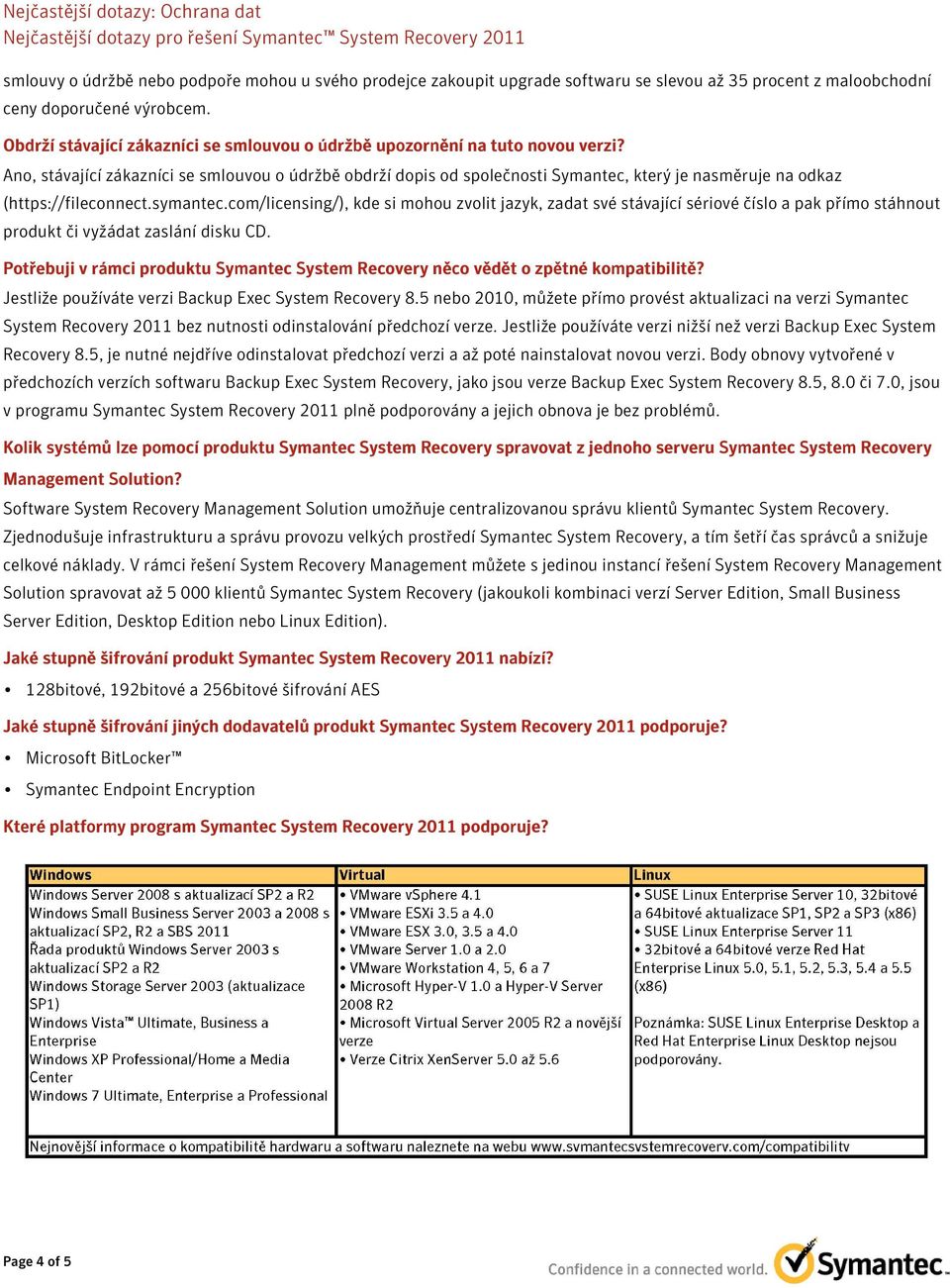 Ano, stávající zákazníci se smlouvou o údržbě obdrží dopis od společnosti Symantec, který je nasměruje na odkaz (https://fileconnect.symantec.