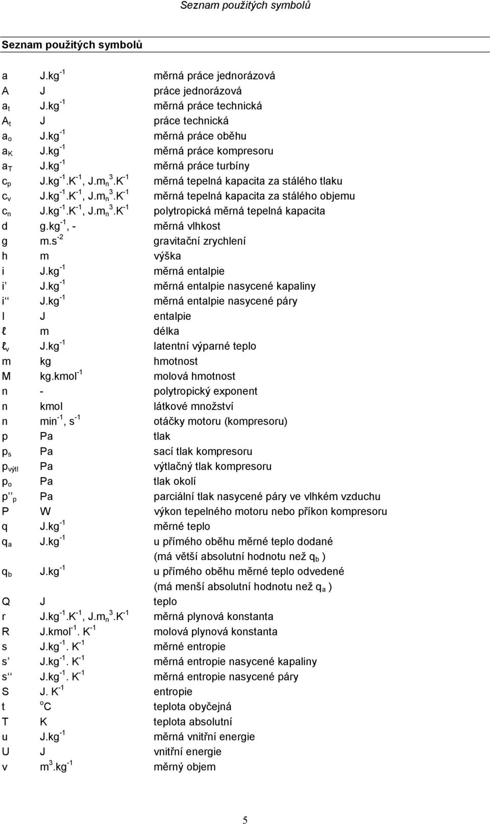 kg -, - měrá vlhkost g m.s - gravitačí zrychleí h m výška i J.kg - měrá etalie i J.kg - měrá etalie asyceé kaaliy i J.kg - měrá etalie asyceé áry I J etalie l m délka l v J.