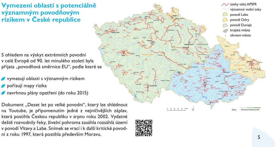 let minulého století byla přijata povodňová směrnice EU, podle které se vymezují oblasti s významným rizikem pořizují mapy rizika navrhnou plány opatření (do roku 2015) Dokument Deset let po