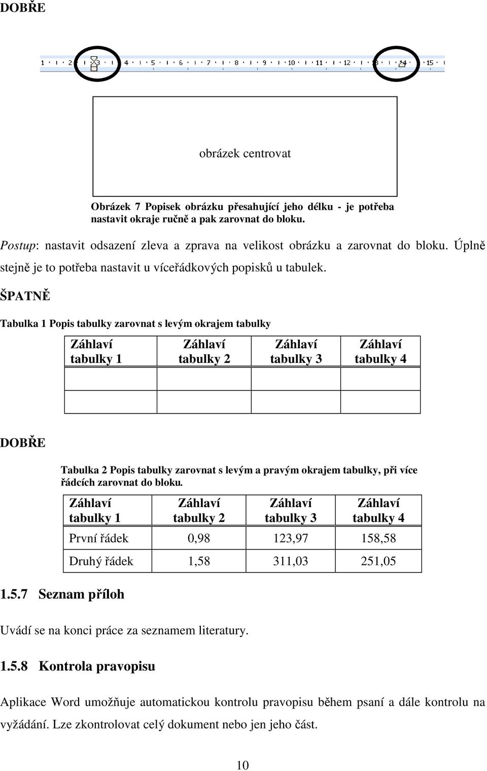ŠPATN Tabulka 1 Popis tabulky zarovnat s levým okrajem tabulky Záhlaví tabulky 1 Záhlaví tabulky 2 Záhlaví tabulky 3 Záhlaví tabulky 4 DOBE Tabulka 2 Popis tabulky zarovnat s levým a pravým okrajem