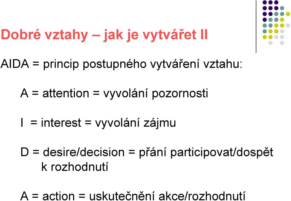 interest = vyvolání zájmu D = desire/decision = přání