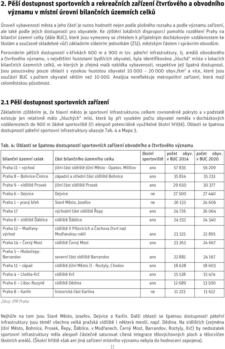 Ke zjištění lokálních disproporcí pomohlo rozdělení Prahy na bilanční územní celky (dále BUC), které jsou vymezeny se zřetelem k přijatelným docházkovým vzdálenostem ke školám a současně skladebné