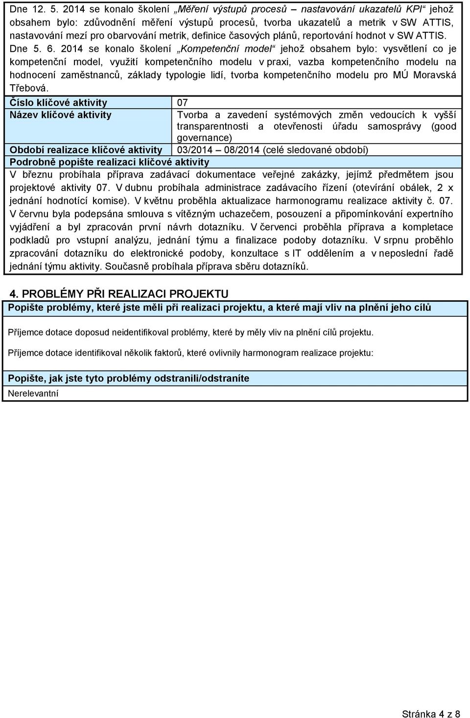 metrik, definice časových plánů, reportování hodnot v SW ATTIS. Dne 5. 6.