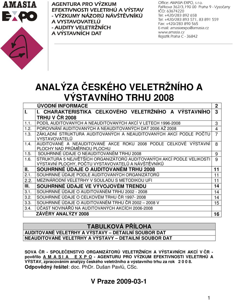 4. AUDITOVANÉ A NEAUDITOVANÉ AKCE U 2008 PODLE CELKOVÉ VÝSTAVNÍ 8 PLOCHY NAD PRŮMĚRNOU PLOCHU.5. SOUHRNNÉ ÚDAJE O NEAUDITOVANÉM TRHU 2008 9.6.