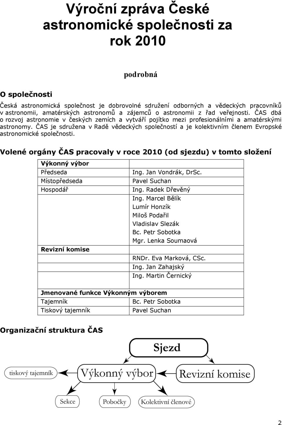 ČAS je sdružena v Radě vědeckých společností a je kolektivním členem Evropské astronomické společnosti.