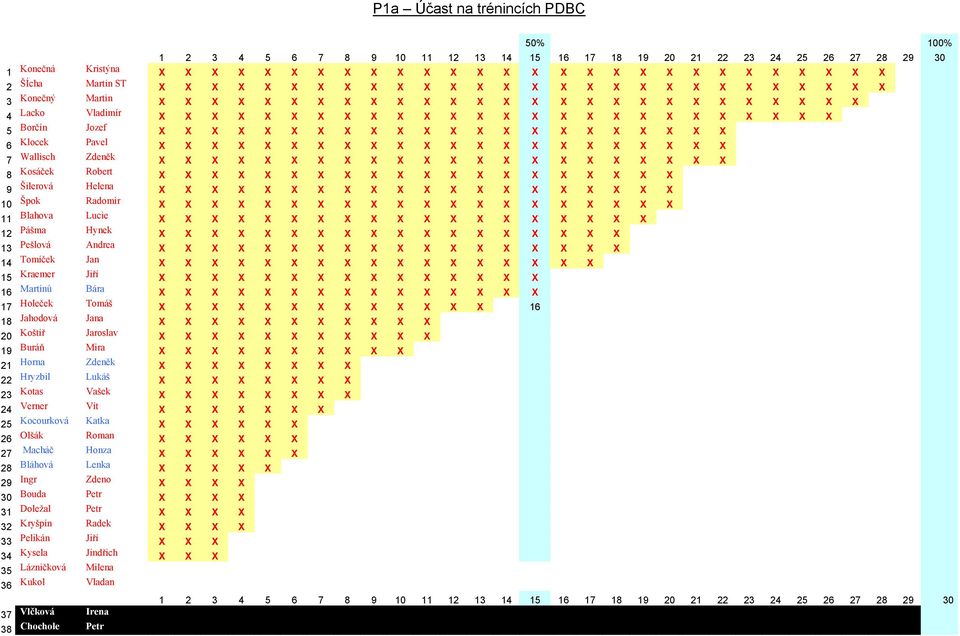 X X X 5 Borčín Jozef X X X X X X X X X X X X X X X X X X X X X X 6 Klocek Pavel X X X X X X X X X X X X X X X X X X X X X X 7 Wallisch Zdeněk X X X X X X X X X X X X X X X X X X X X X X 8 Kosáček