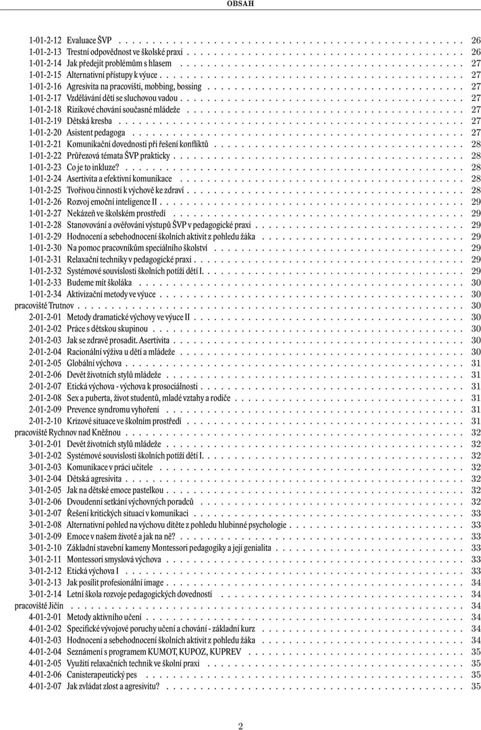 ..................................... 27 1-01-2-17 Vzdělávání dětí se sluchovou vadou.......................................... 27 1-01-2-18 Rizikové chování současné mládeže.