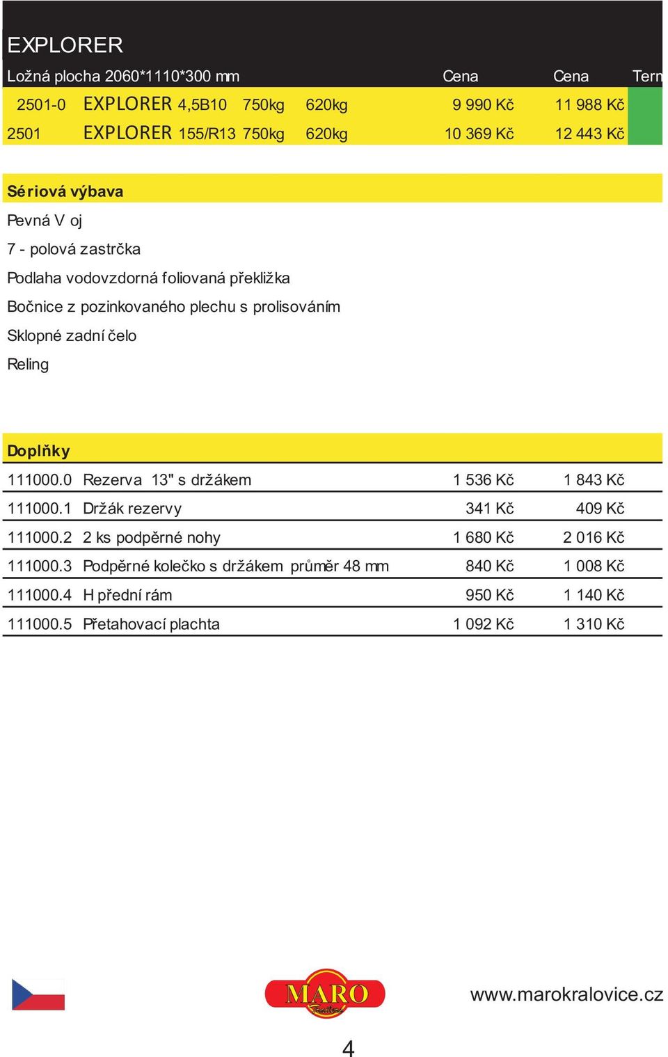 Reling Doplòky 111000.0 Rezerva 13" s držákem 1 536 Kè 1 843 Kè 111000.1 Držák rezervy 341 Kè 409 Kè 111000.