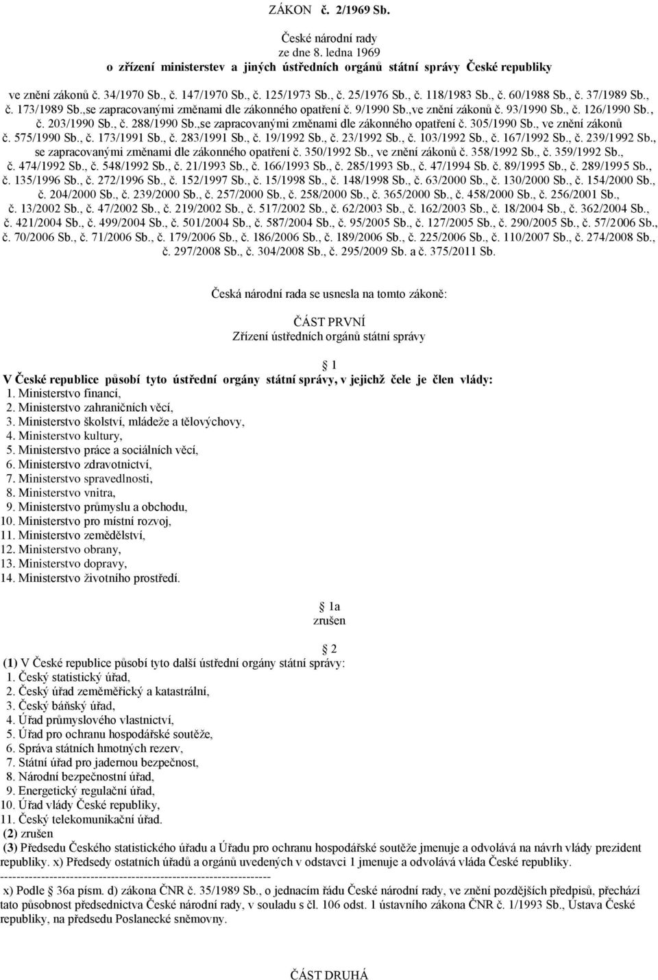 , č. 288/1990 Sb.,se zapracovanými změnami dle zákonného opatření č. 305/1990 Sb., ve znění zákonů č. 575/1990 Sb., č. 173/1991 Sb., č. 283/1991 Sb., č. 19/1992 Sb., č. 23/1992 Sb., č. 103/1992 Sb.