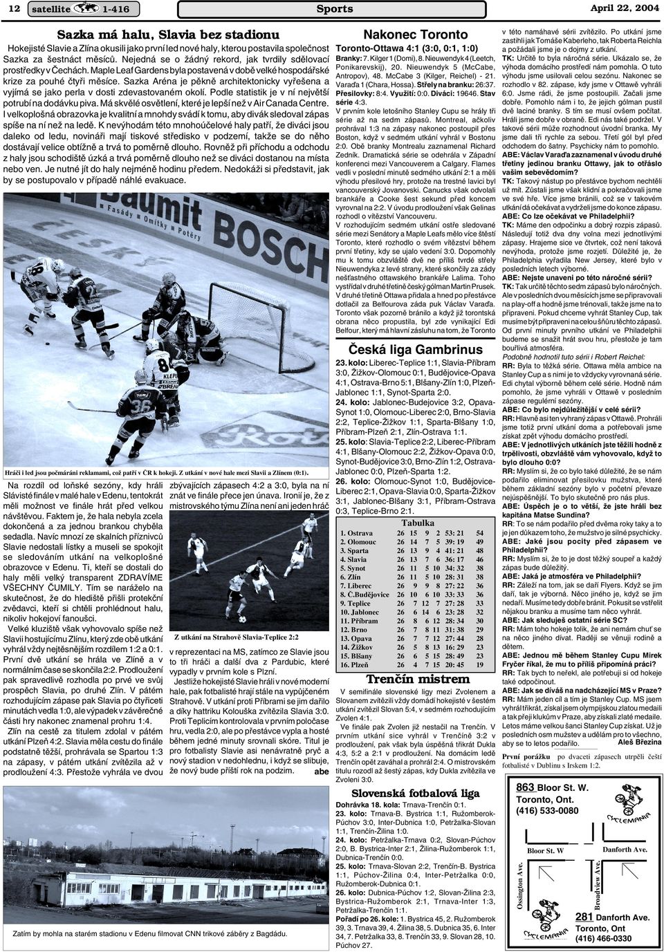 Maple Leaf Gardens byla postavená v dobû velké hospodáﬁské Ponikarevskij), 20. Nieuwendyk 5 (McCabe, Antropov), 48. McCabe 3 (Kilger, Reichel) - 21. krize za pouhé ãtyﬁi mûsíce.