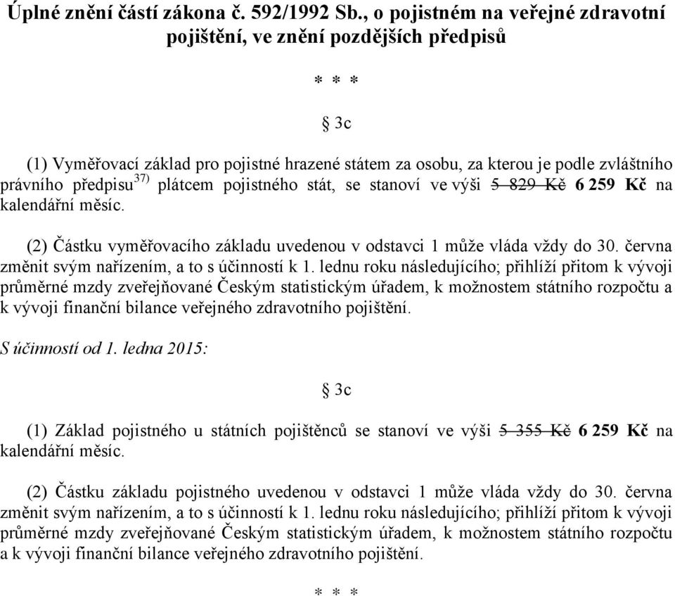 pojistného stát, se stanoví ve výši 5 829 Kč 6 259 Kč na kalendářní měsíc. (2) Částku vyměřovacího základu uvedenou v odstavci 1 může vláda vždy do 30.