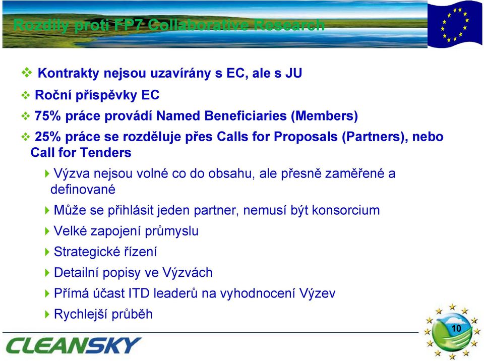 nejsou volné co do obsahu, ale přesně zaměřené a definované Může se přihlásit jeden partner, nemusí být konsorcium Velké