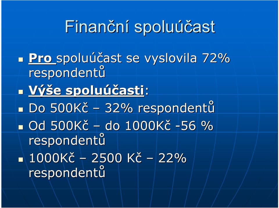 asti: Do 500Kč 32% respondentů Od 500Kč do