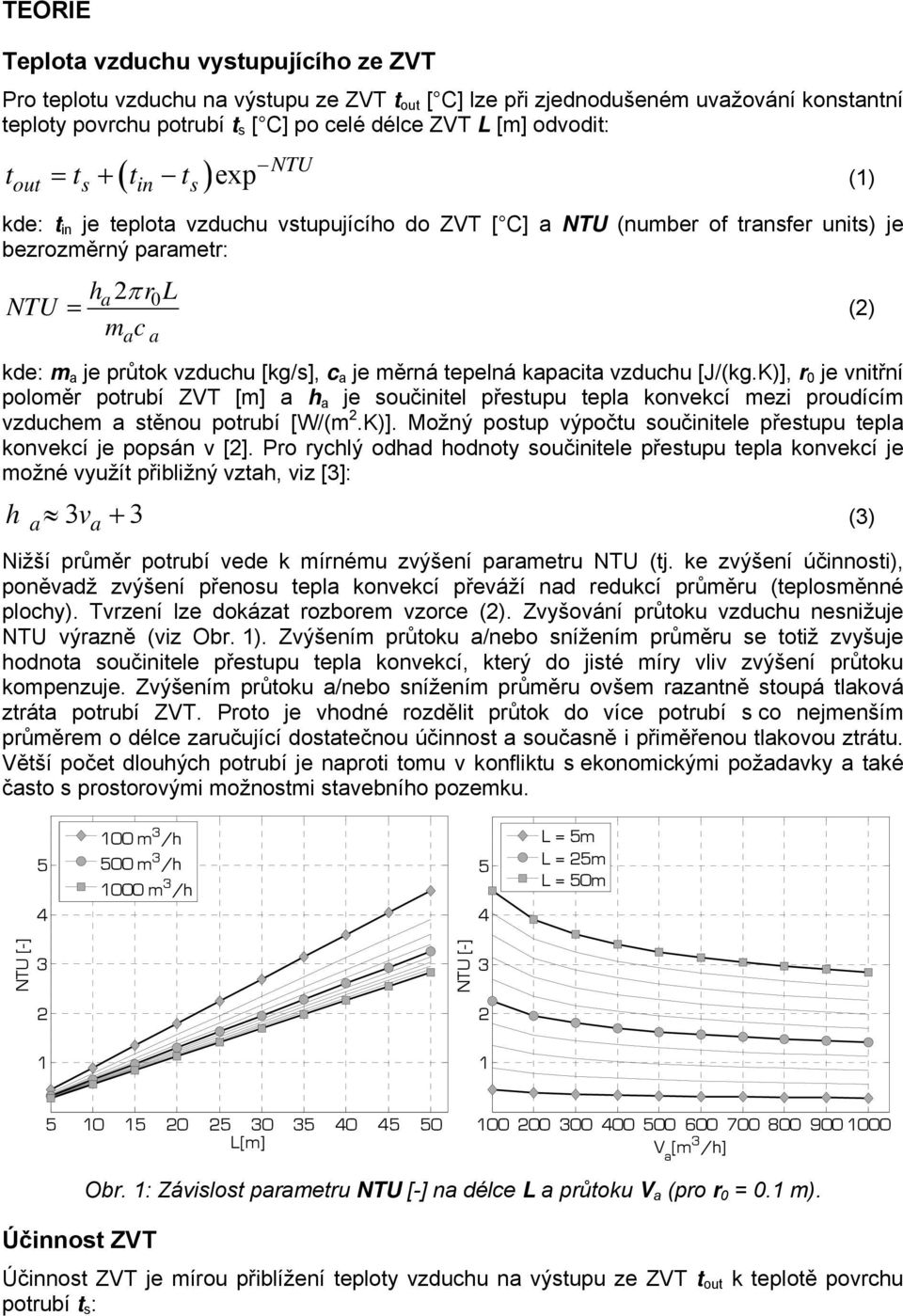 [kg/s], c a je měrná tepelná kapacita vzduchu [J/(kg.K)], r 0 je vnitřní poloměr ZVT [m] a h a je součinitel přestupu tepla konvekcí mezi proudícím vzduchem a stěnou [W/(m 2.K)]. Možný postup výpočtu součinitele přestupu tepla konvekcí je popsán v [2].