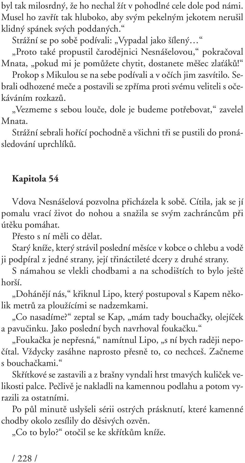 Prokop s Mikulou se na sebe podívali a v oãích jim zasvítilo. Sebrali odhozené meãe a postavili se zpfiíma proti svému veliteli s oãekáváním rozkazû.