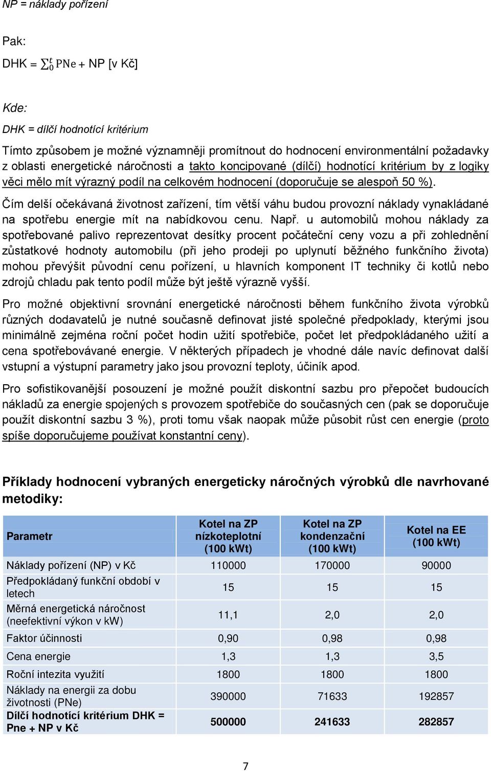 Čím delší očekávaná životnost zařízení, tím větší váhu budou provozní náklady vynakládané na spotřebu energie mít na nabídkovou cenu. Např.