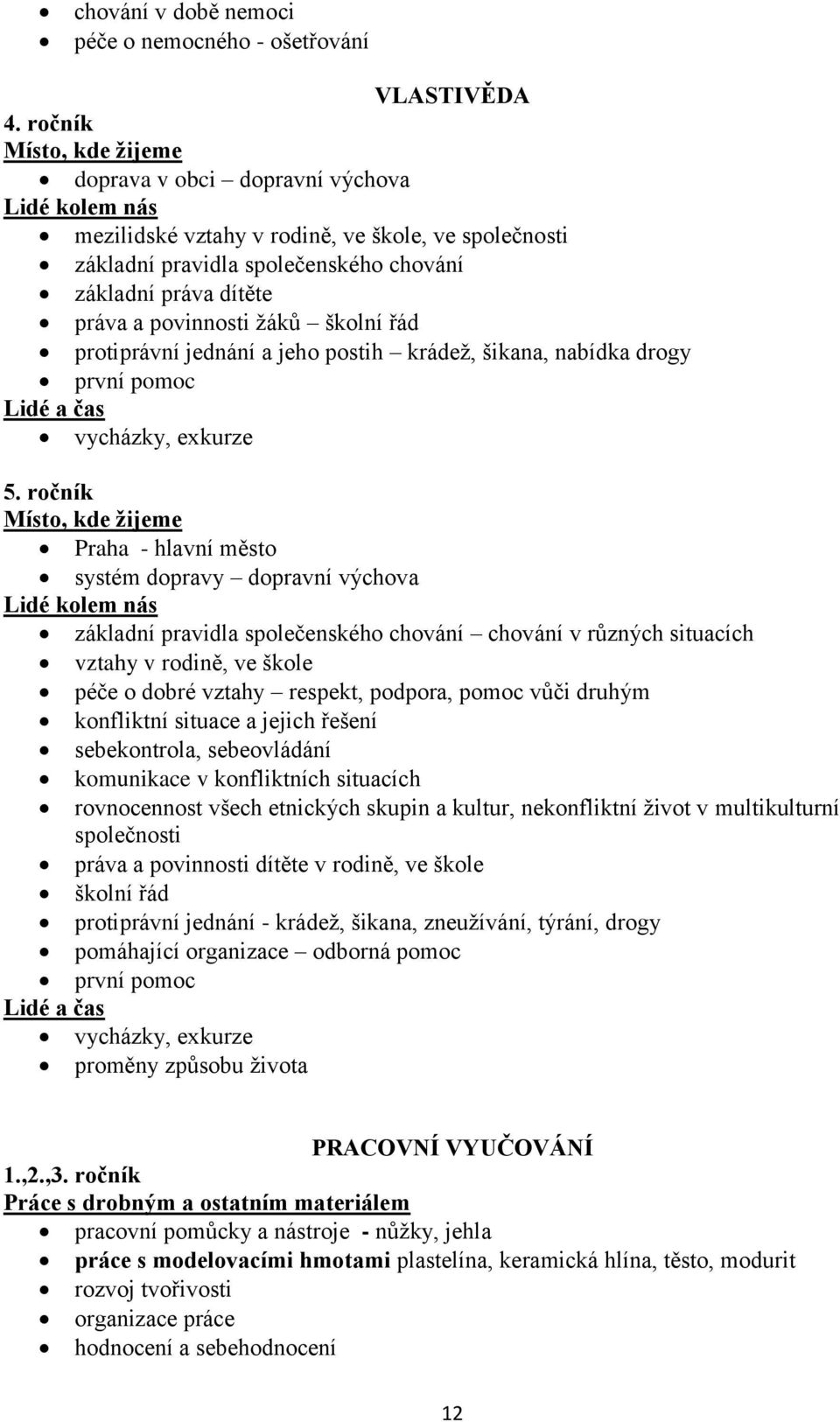 povinnosti žáků školní řád protiprávní jednání a jeho postih krádež, šikana, nabídka drogy první pomoc Lidé a čas vycházky, exkurze 5.