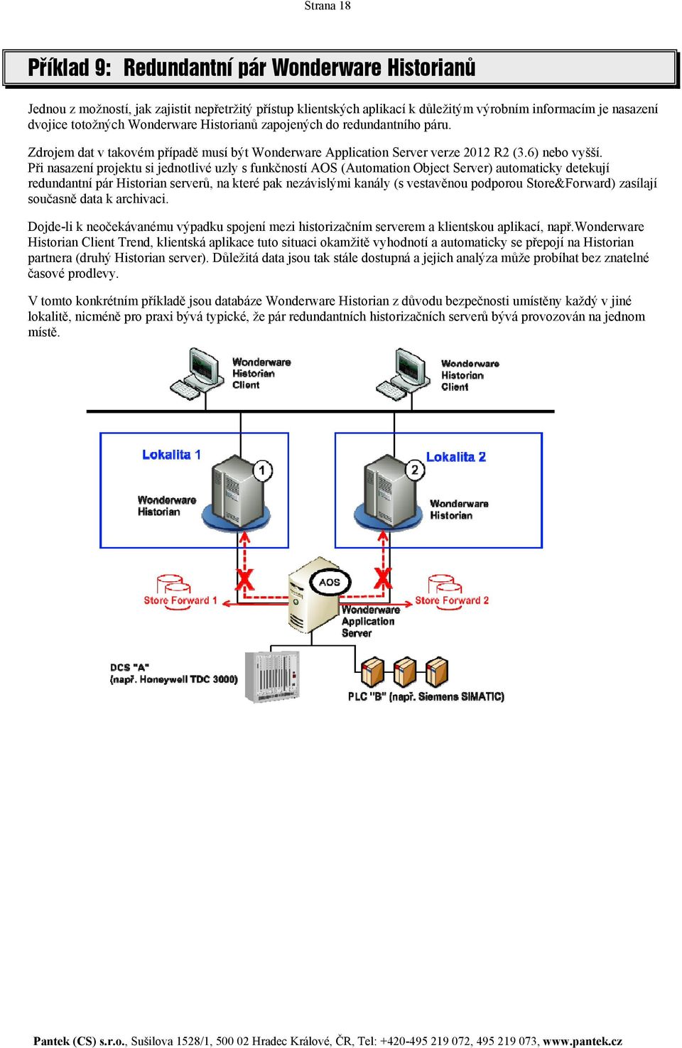 Při nasazení projektu si jednotlivé uzly s funkčností AOS (Automation Object Server) automaticky detekují redundantní pár Historian serverů, na které pak nezávislými kanály (s vestavěnou podporou