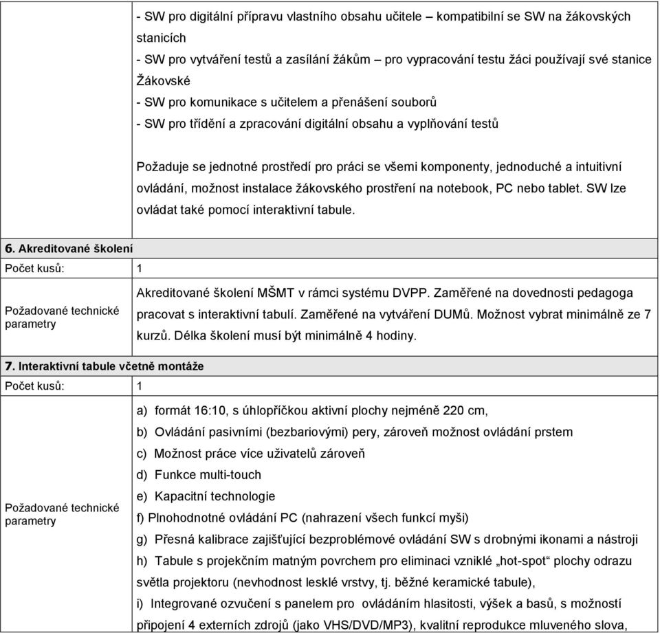 intuitivní ovládání, možnost instalace žákovského prostření na notebook, PC nebo tablet. SW lze ovládat také pomocí interaktivní tabule. 6.