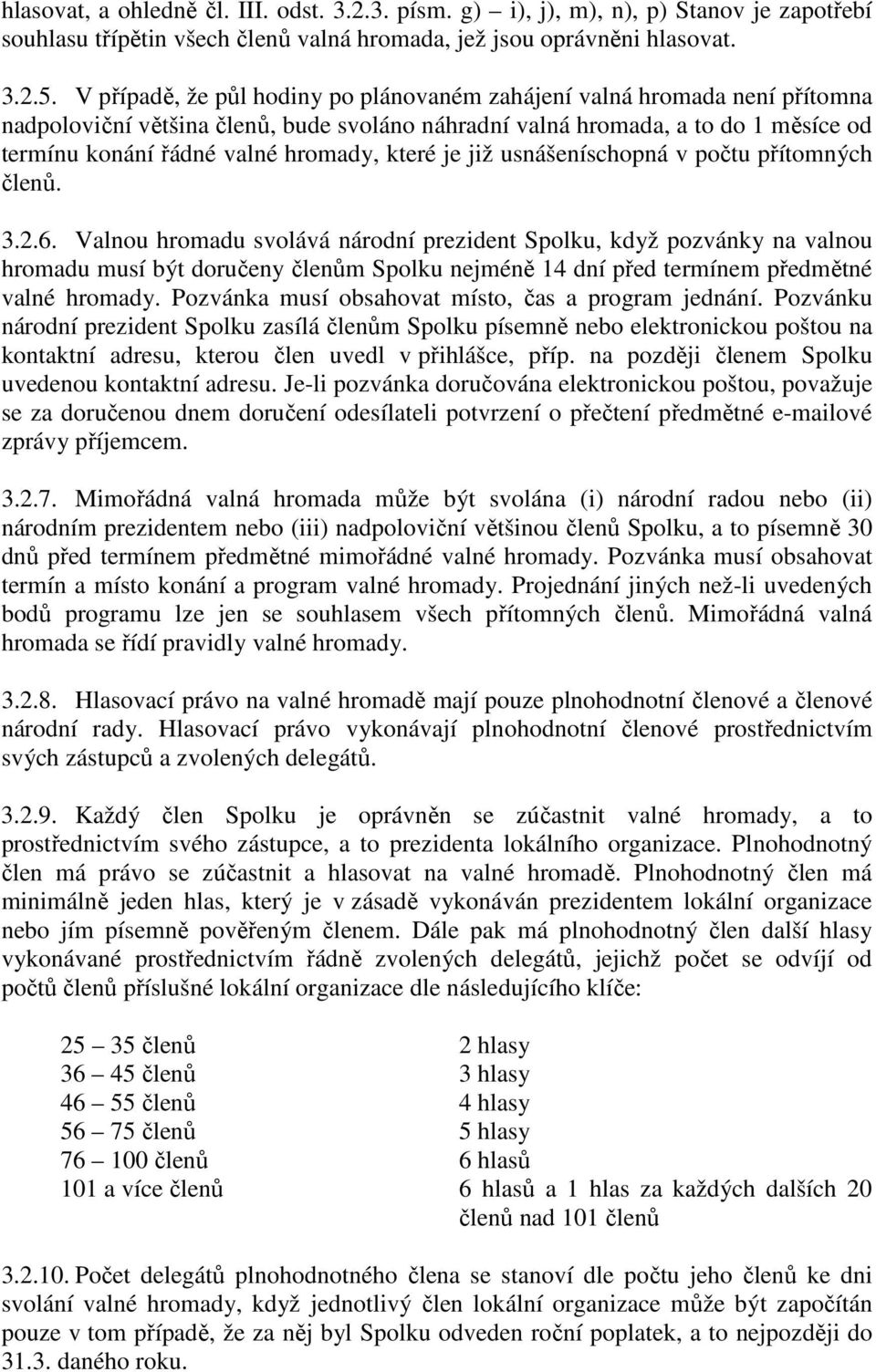 které je již usnášeníschopná v počtu přítomných členů. 3.2.6.