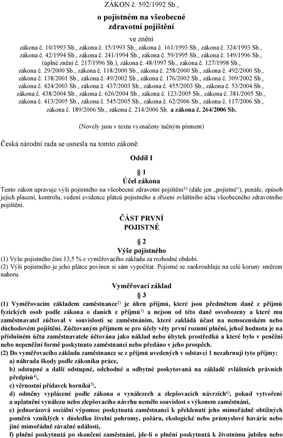 , zákona č. 258/2000 Sb., zákona č. 492/2000 Sb., zákona č. 138/2001 Sb., zákona č. 49/2002 Sb., zákona č. 176/2002 Sb., zákona č. 309/2002 Sb., zákona č. 424/2003 Sb., zákona č. 437/2003 Sb.